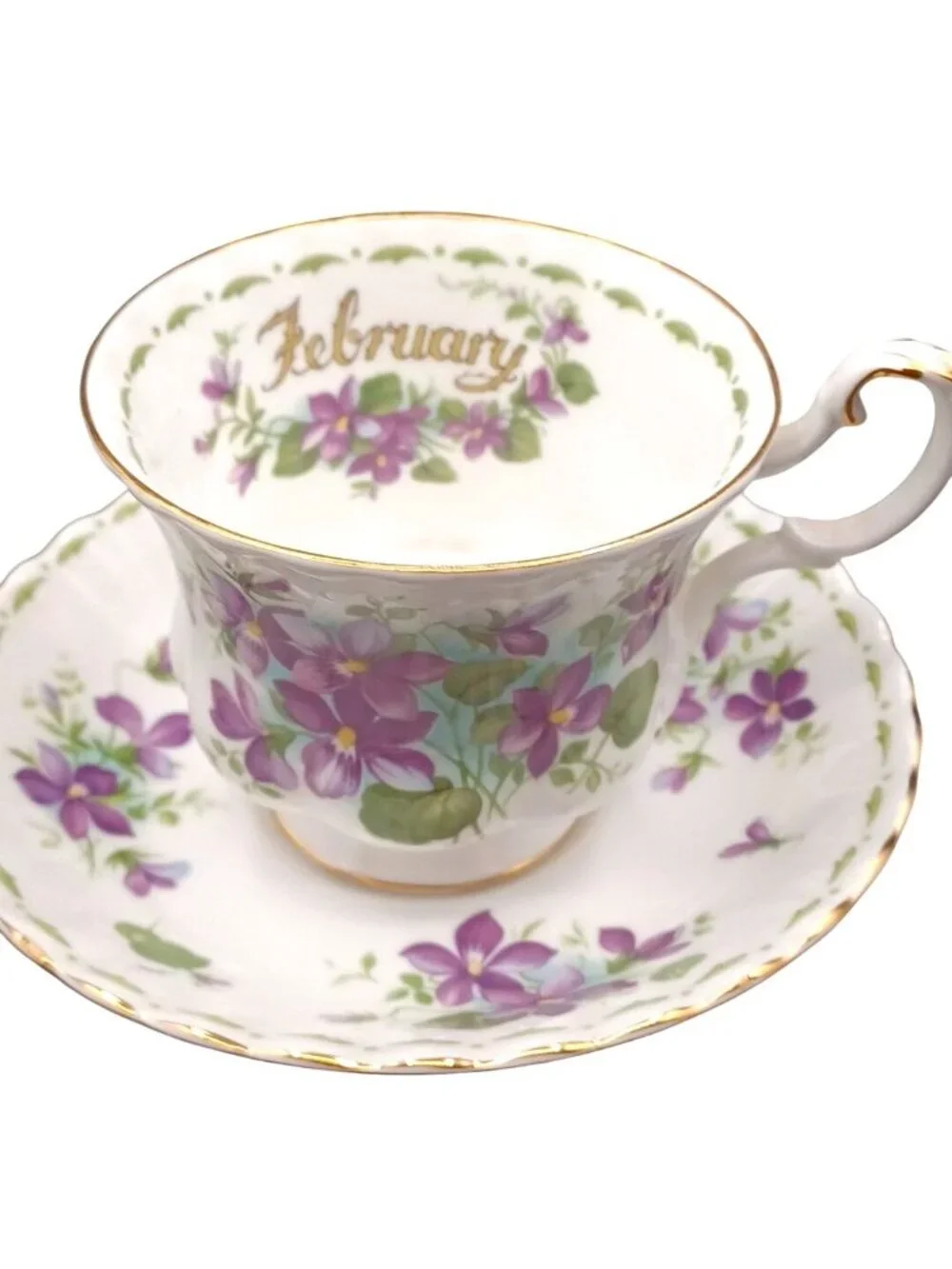 Royal Albert February Cup Saucer 1961 Birthday Flower Bone China England Vtg